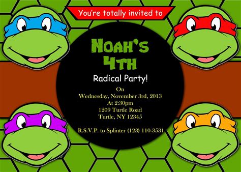 Ninja Turtle Invitation Templates Free Unique Ninja Turtle Birthday Invitations Print… | Turtle ...