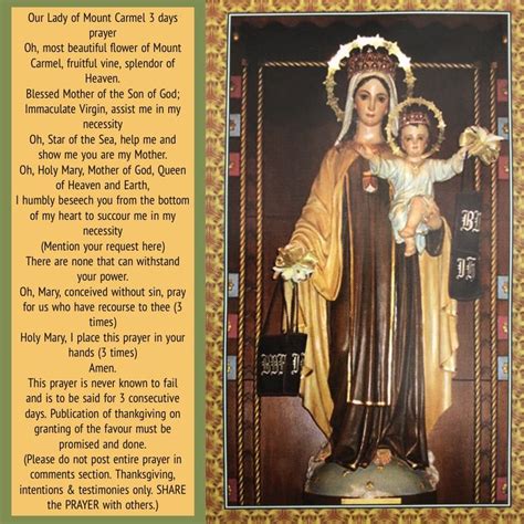 Our Lady of Mount Carmel Prayer | Lady of mount carmel, Prayer garden ...