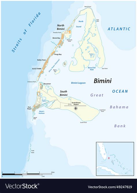 Map of bimini island the bahamas Royalty Free Vector Image