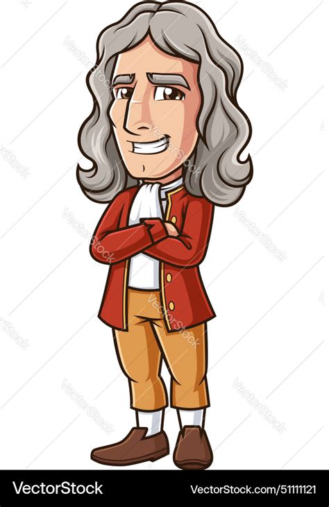 Isaac newton with arms crossed cartoon clip art Vector Image