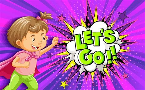 LET'S GO word on explosion background with boy cartoon character 1998846 Vector Art at Vecteezy