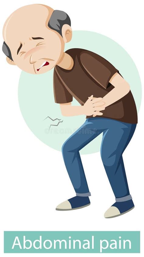 Cartoon Character with Abdominal Pain Symptoms Stock Vector ...