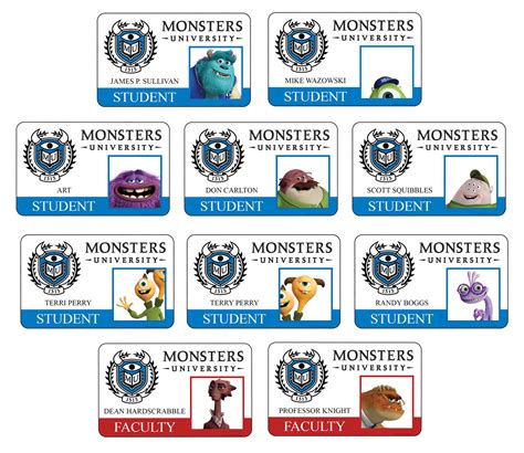 | Monsters-university-all-new-student-faculty-id-cards