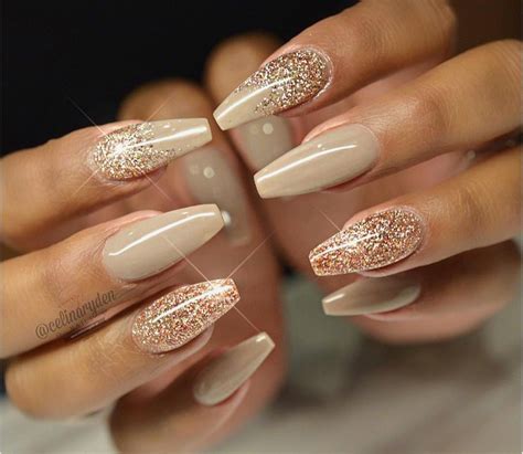 diy glitter nails sliver pink clear gold short white coffin summer black champagne tips neutral ...