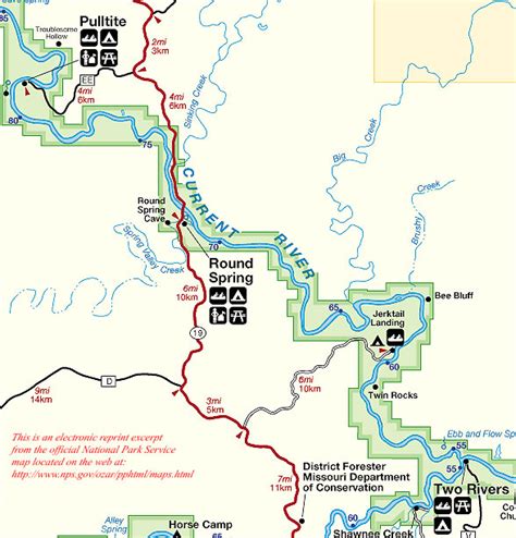 Current River Map - Pulltite to Two Rivers