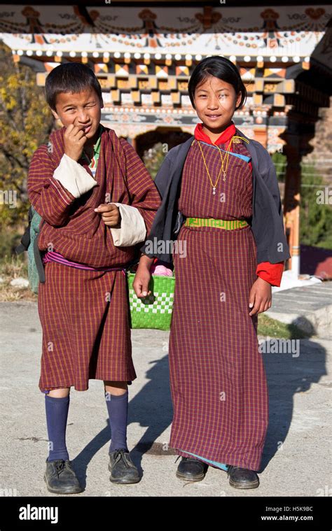 Children wearing gho and kira, national Bhutan dress for men and women ...