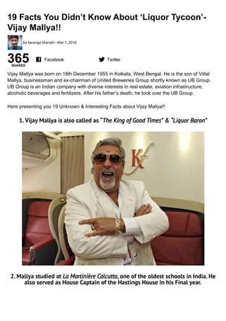 19 facts you didn't know about 'liquor tycoon' vijay mallya ...