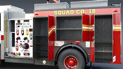 3D Fire Truck FDNY Squad with Interior model - TurboSquid 1864769