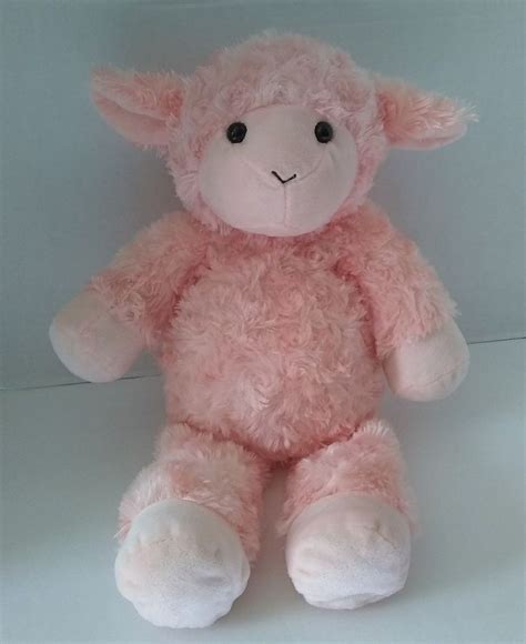 Peach Pink Lamb Sheep Plush Stuffed Soft Toy 16" Easter Inter American ...