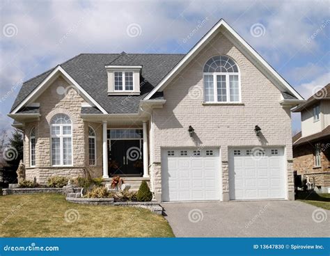 Large suburban house stock photo. Image of middle, tree - 13647830