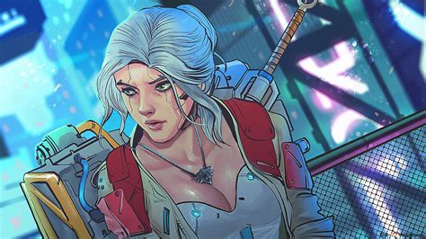 'Cyberpunk 2077' Video Game (Cyborg 'Ciri' Anime Art) 4K wallpaper download