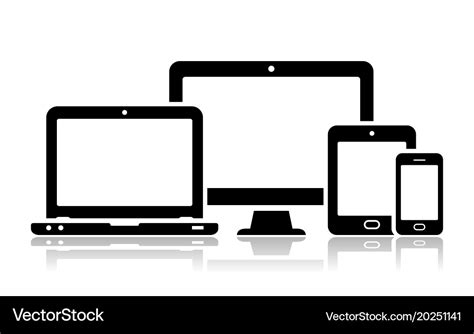 Mobile phone tablet laptop and desktop computer Vector Image