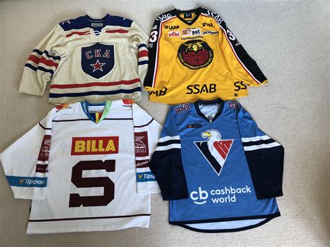 Here’s my collection of European hockey jerseys, featuring 🇷🇺SKA Saint ...