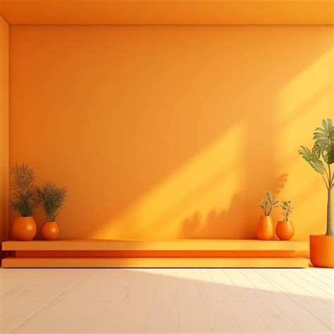 Premium AI Image | Minimal concept interior of living orange tone on orange floor and background