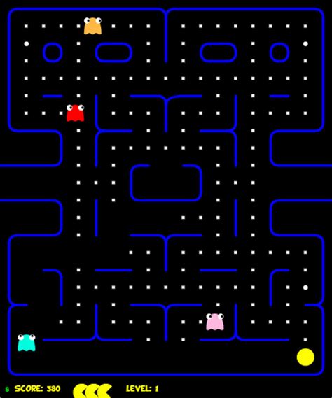 Screenshot of the home made Pac-Man game, basic concept for the game ...