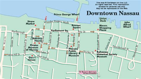 Map of Downtown Nassau from Bahamas-On-Line