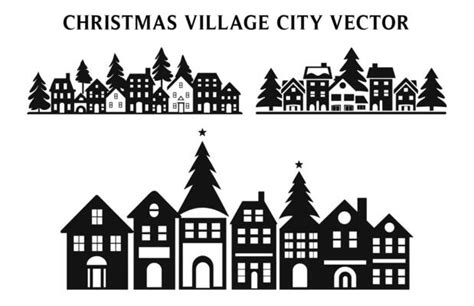 Christmas Village Silhouette Vector Art, Icons, and Graphics for Free Download