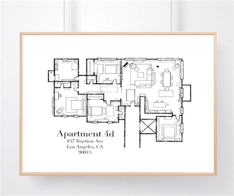 New Girl Floor Plan New Girl TV Show Blueprint Apartment - Etsy