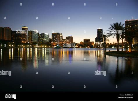 Downtown Orlando skyline at night Florida USA Stock Photo - Alamy