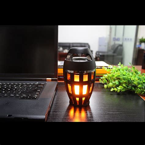 Wireless bluetooth Speaker LED Flame Light Night Lamp Portable Stereo ...