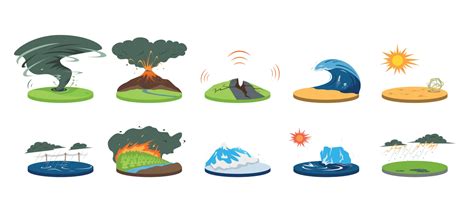 Natural disasters cartoon vector illustration set 2523949 Vector Art at ...