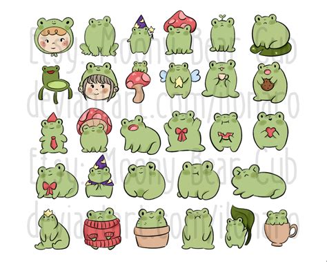 Frog Digital Stickers 30 Pcs Kawaii, Cute Clipart Stickers for Goodnotes and Notability ...