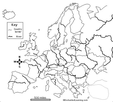 Outline Map: European Rivers - EnchantedLearning.com