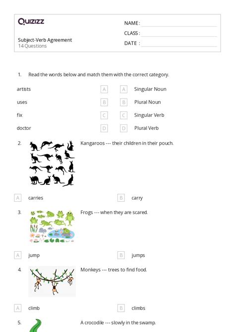 50+ Subject-Verb Agreement worksheets for 5th Grade on Quizizz | Free ...