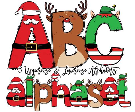 Christmas Doodle Letters Santa Sublimation Font Xmas Doodle - Etsy