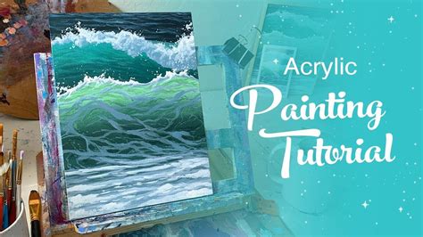 Acrylic Painting Tutorial - Teal Ocean Waves | Painting tutorial, Landscape painting tutorial ...