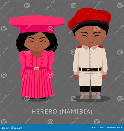 Herero People in National Clothes. Stock Vector - Illustration of ...