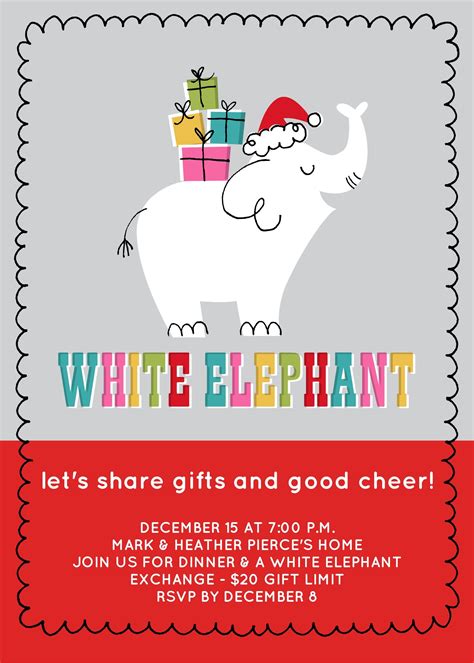 White Elephant Party Invite #whiteelephant #invitation | White elephant christmas, Christmas ...