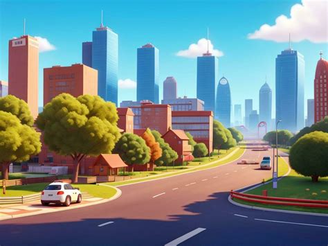 3D Animation Style Free vector City scene with landscape car and building background 28348344 ...