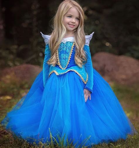 2017 Spring Fashion Girl Dress Sleeping Beauty Aurora Princess Full Sleeve for Kids Birthday ...