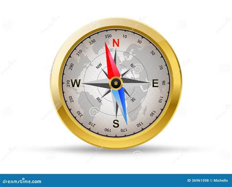 Golden compass stock vector. Illustration of metal, magnet - 36961598