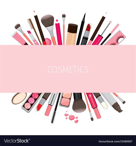 Makeup cosmetics tools on banner Royalty Free Vector Image