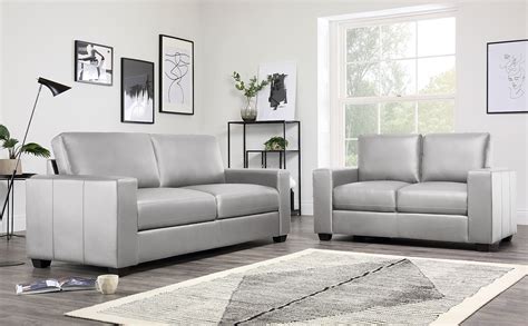 Mission Light Grey Leather 3+2 Seater Sofa Set in 2020 | Taupe sofa ...