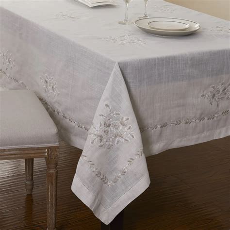 Offwhite Embroidery tablecloth 72"(175X175cm)square,linen wedding ...