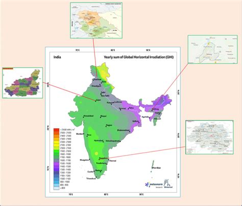 Solar irradiation map of India. Source: https://meteonorm.com ...