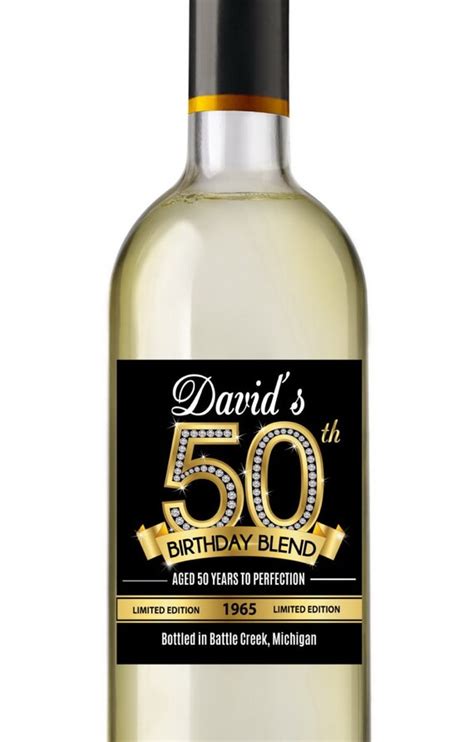 50th Birthday Wine Labels Personalized Birthday Wine Label