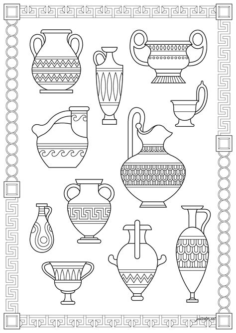 Greek vases - Ancient Greece & Greek mythology Coloring Pages for adults