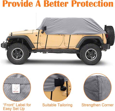 Dustproof Breathable Waterproof OOFIT 5-Ply Heavy Duty Car Cab Cover Custom Fit 2007-2018 Jeep ...