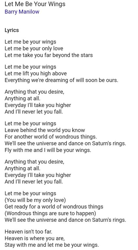 Let me be your wings lyrics | Wings lyrics, Lyrics, Let it be