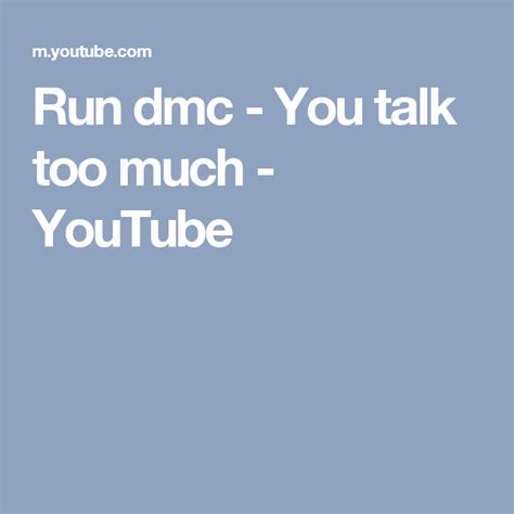 Run dmc - You talk too much - YouTube