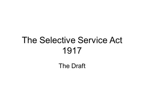 Selective Service Act Ww1