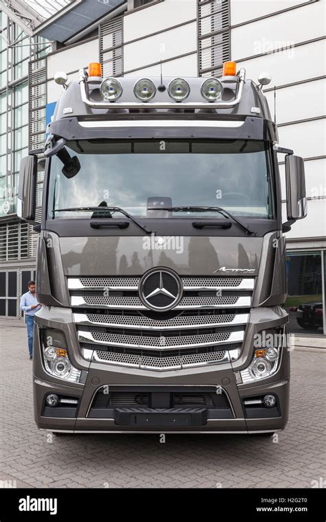 Mercedes Benz Actros semitrailer truck at the Commercial Vehicles Fair IAA 2016 Stock Photo - Alamy