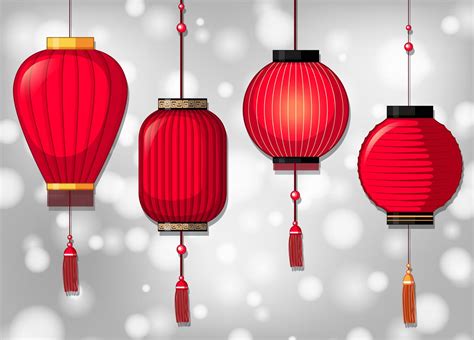 Chinese lanterns in four designs 302877 Vector Art at Vecteezy