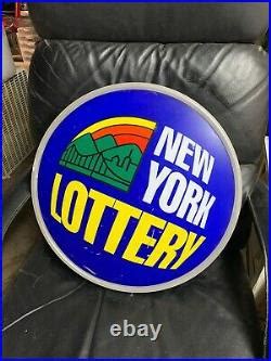 VTG NEW YORK NY Lotto Lottery Blue NEON Sign Works Mancave | Vintage Neon Sign