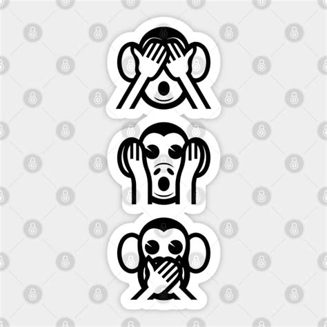 3 Wise Monkeys Emoji - Asian - Sticker | TeePublic