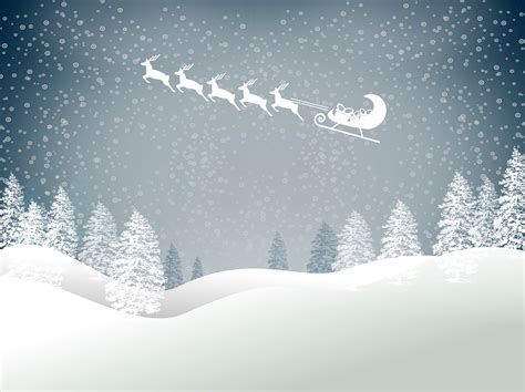 Free photo: Snowy Christmas landscape with Santas sled and reindeer ...